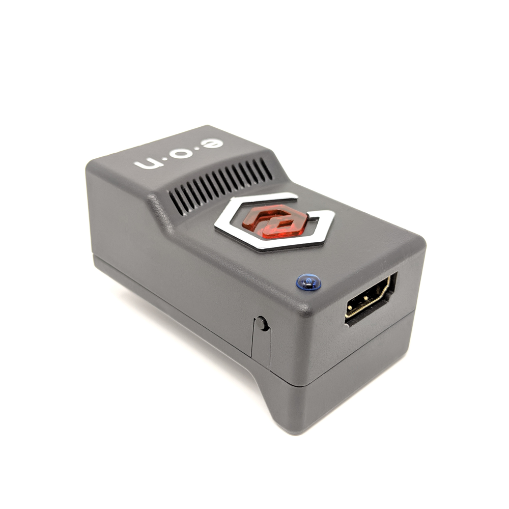 Rear view of EON Super 64 showing HDMI output port and Sleek Mode toggle