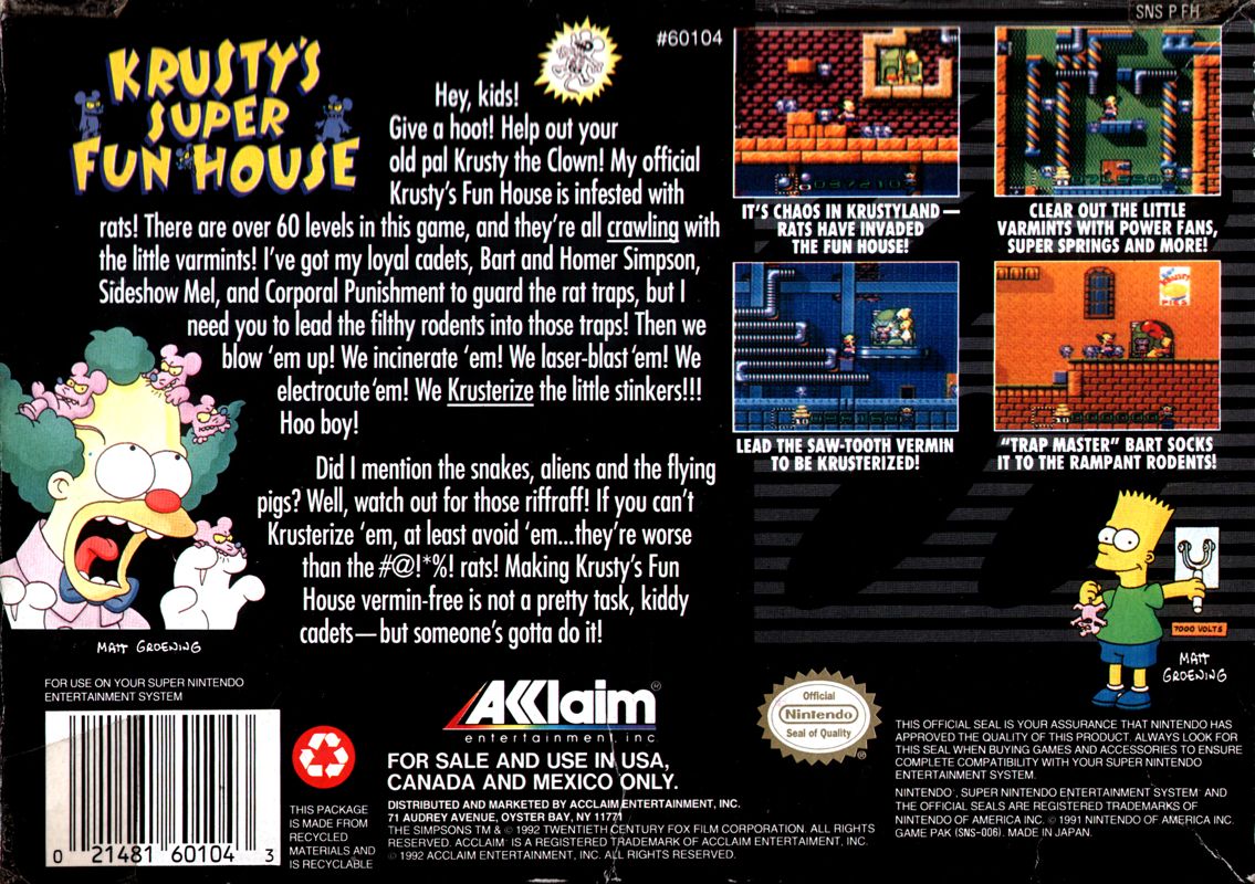 Krusty's Super Fun House - Super Nintendo