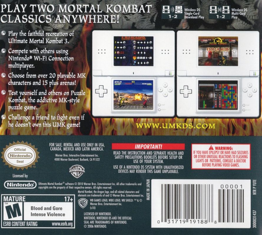Ultimate Mortal Kombat 3 - Nintendo DS