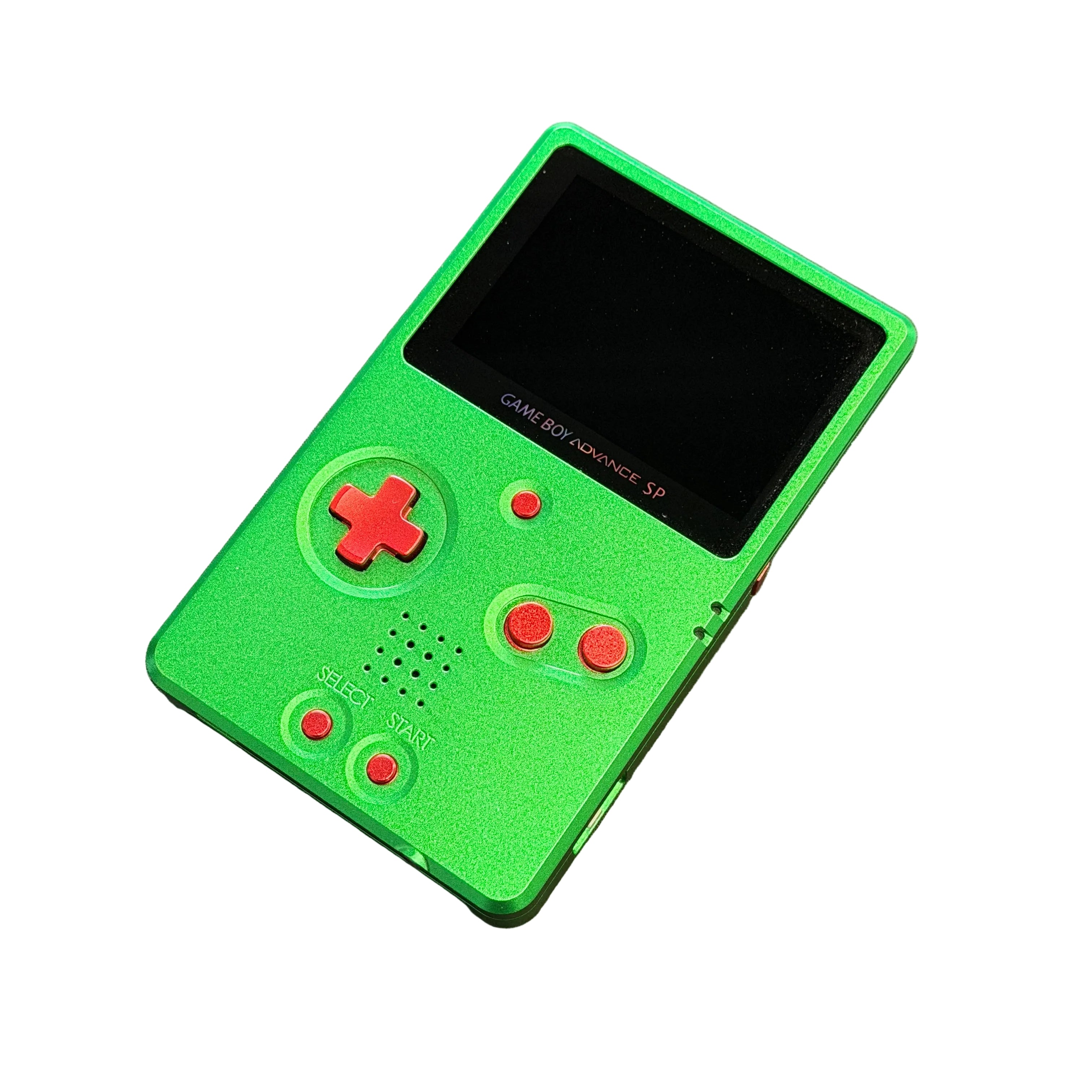 Game Boy Advance SP System - Green Boxy Pixel Metal Unhinged Shell