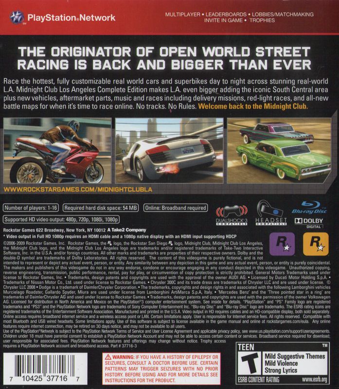 Midnight Club: Los Angeles - Complete Edition - PlayStation 3