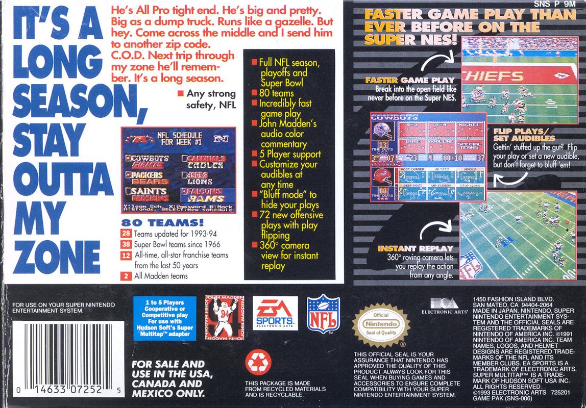 Madden NFL '94 - Super Nintendo