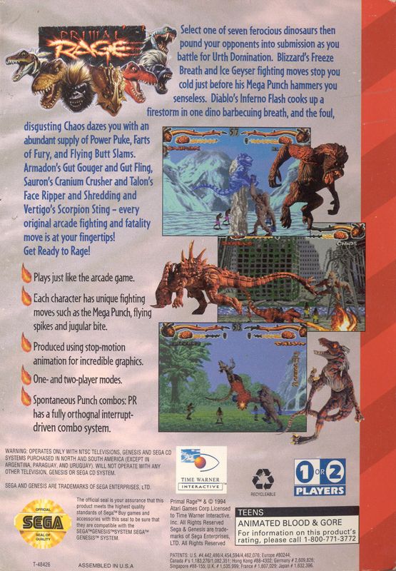 Primal Rage - SEGA Genesis