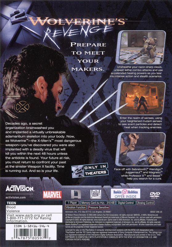 X2: Wolverine's Revenge - PlayStation 2