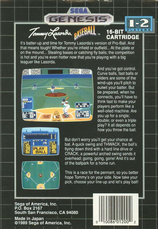 Tommy Lasorda Baseball - SEGA Genesis