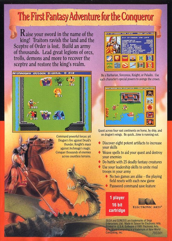 King's Bounty: A Conqueror's Quest - SEGA Genesis