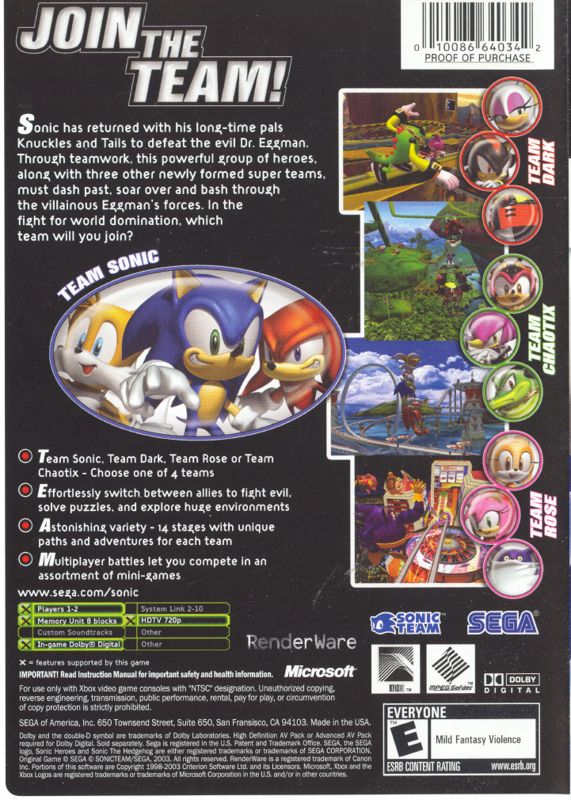 Sonic Heroes - Xbox