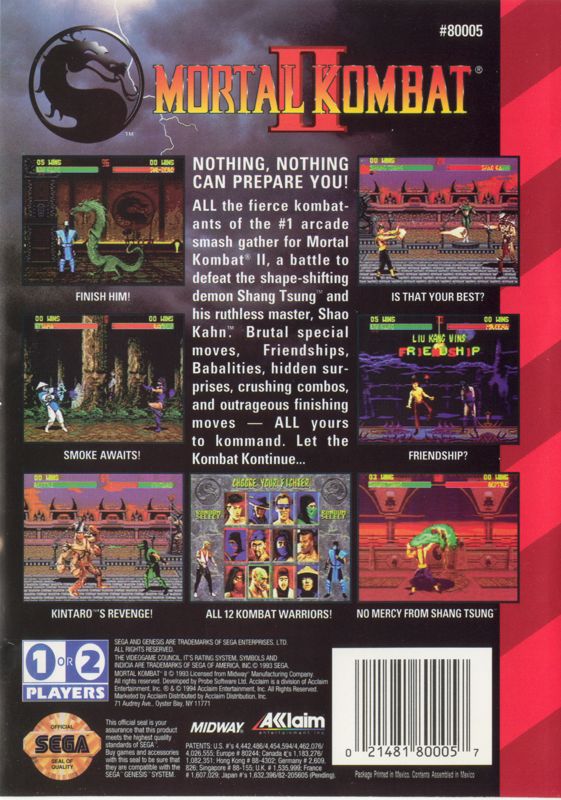 Mortal Kombat II - SEGA Genesis