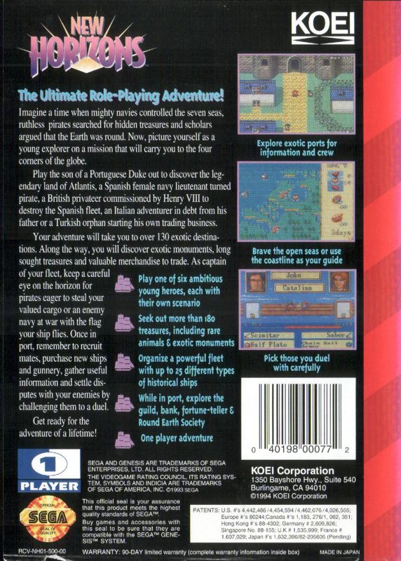 Uncharted Waters: New Horizons - SEGA Genesis