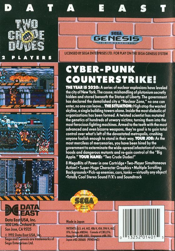 Two Crude Dudes - SEGA Genesis