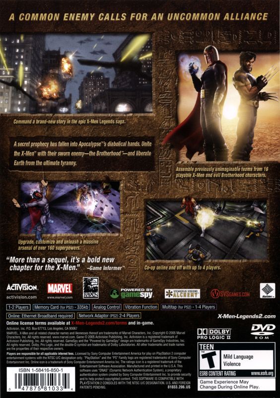 X-Men Legends II - Rise of Apocalypse - PlayStation 2