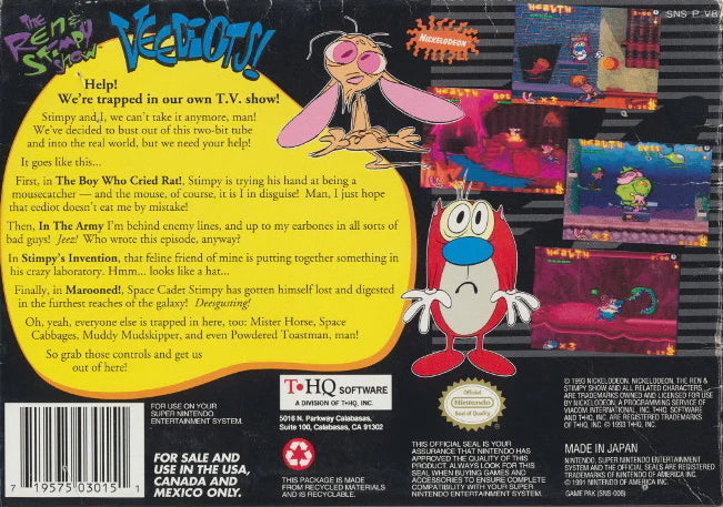 The Ren & Stimpy Show: Veediots! - Super Nintendo