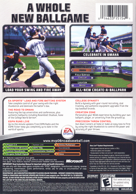 MVP 06: NCAA Baseball - Xbox