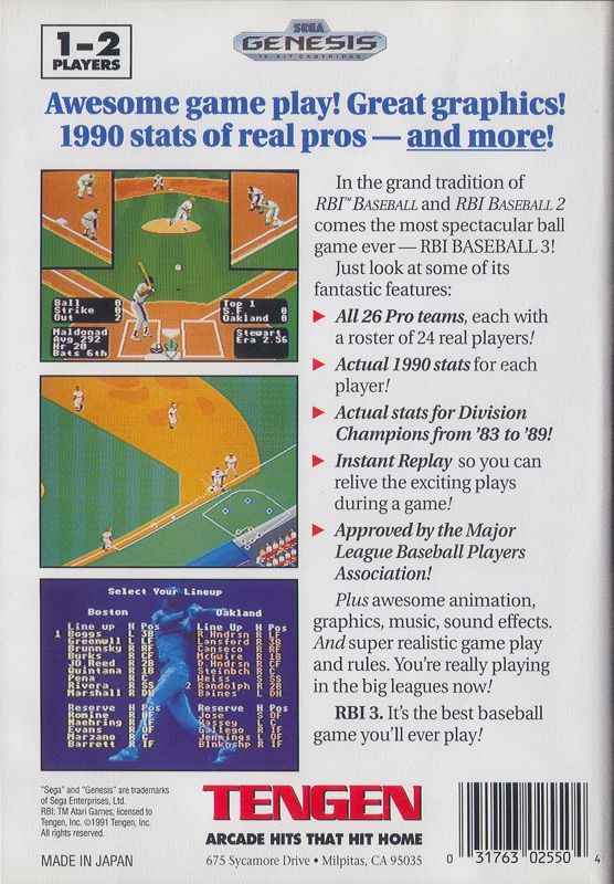 RBI Baseball 3 - SEGA Genesis