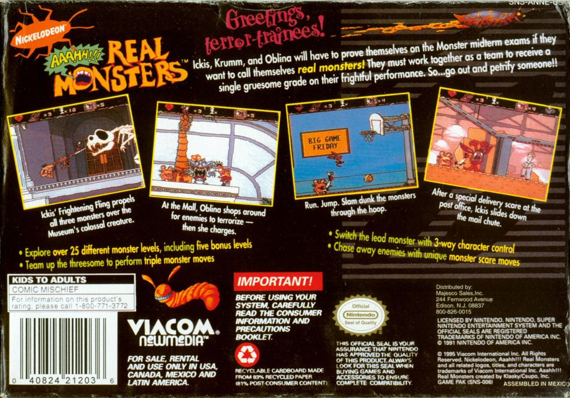 Aaahh!!! Real Monsters - Super Nintendo