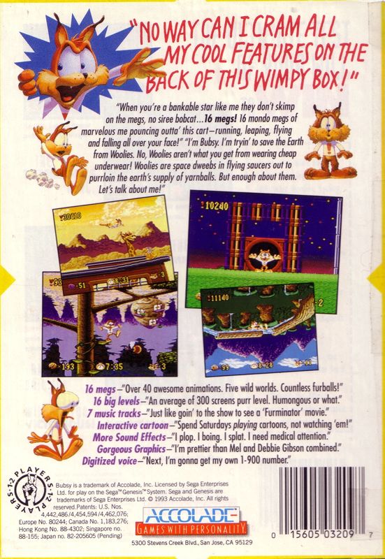 Bubsy in: Claws Encounters of the Furred Kind - SEGA Genesis