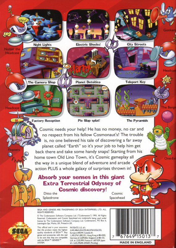 Cosmic Spacehead - SEGA Genesis