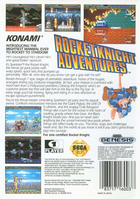 Rocket Knight Adventures - SEGA Genesis