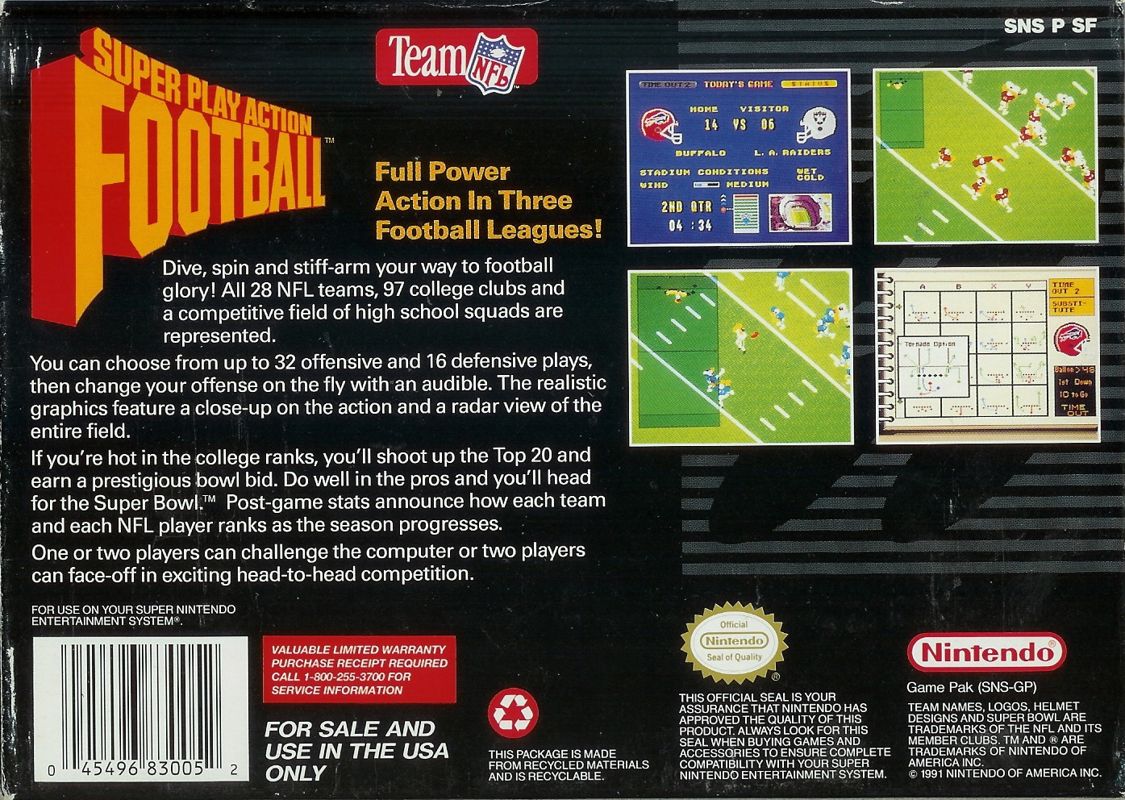 Super Play Action Football - Super Nintendo