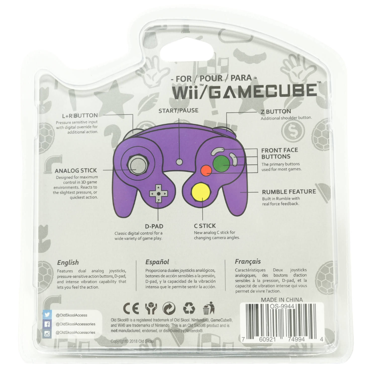 Wired Controller for Nintendo GameCube / Wii - Purple / Indigo