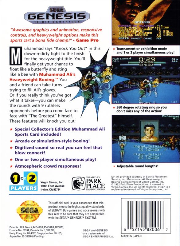 Muhammad Ali Heavyweight Boxing - SEGA Genesis