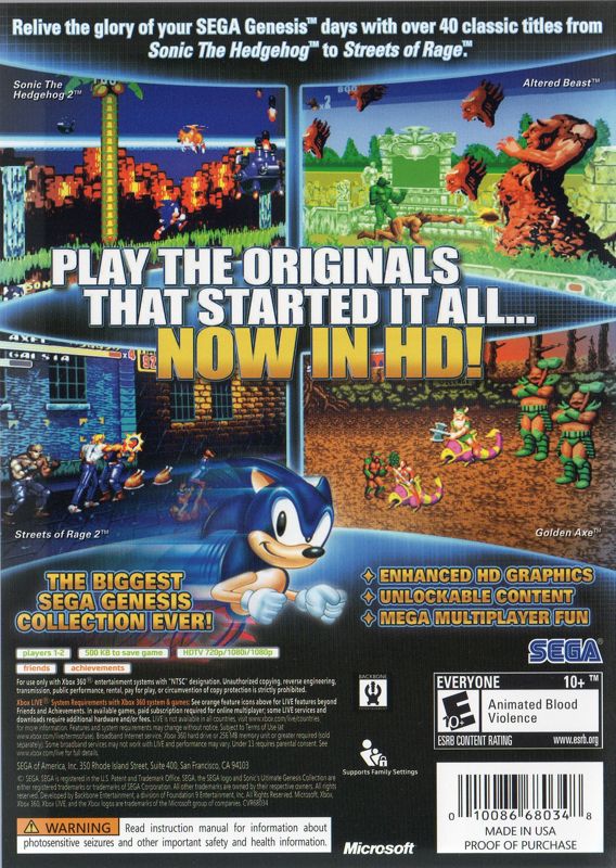 Sonic's Ultimate Genesis Collection - Xbox 360