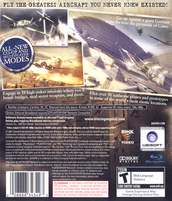 Blazing Angels 2: Secret Missions of WWII - PlayStation 3