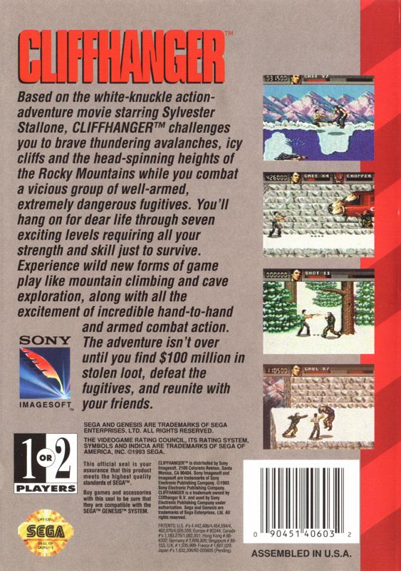 Cliffhanger - SEGA Genesis