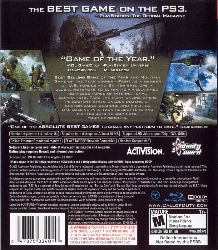 Call of Duty 4: Modern Warfare - Game of the Year Edition - PlayStation 3