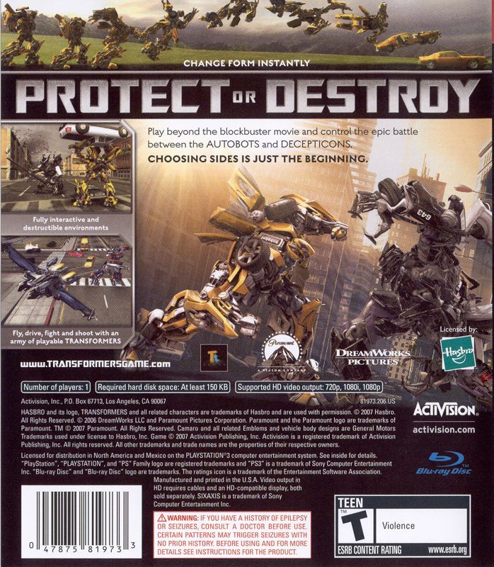 Transformers: The Game - PlayStation 3