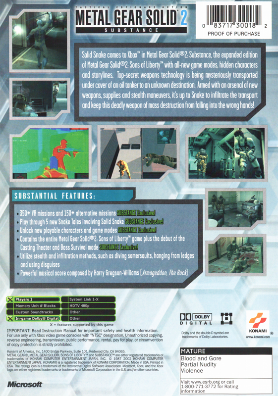 Metal Gear Solid 2: Substance - Xbox