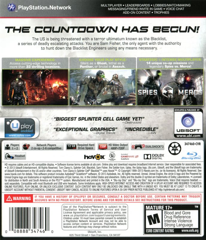 Tom Clancy's Splinter Cell: Blacklist - PlayStation 3