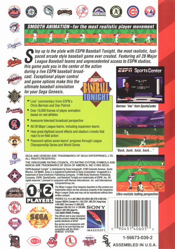ESPN Baseball Tonight - SEGA Genesis