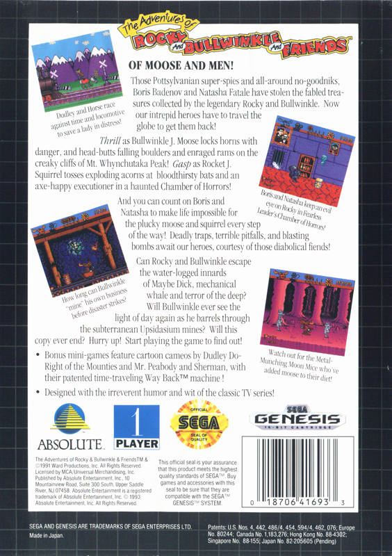 The Adventures of Rocky and Bullwinkle and Friends - SEGA Genesis