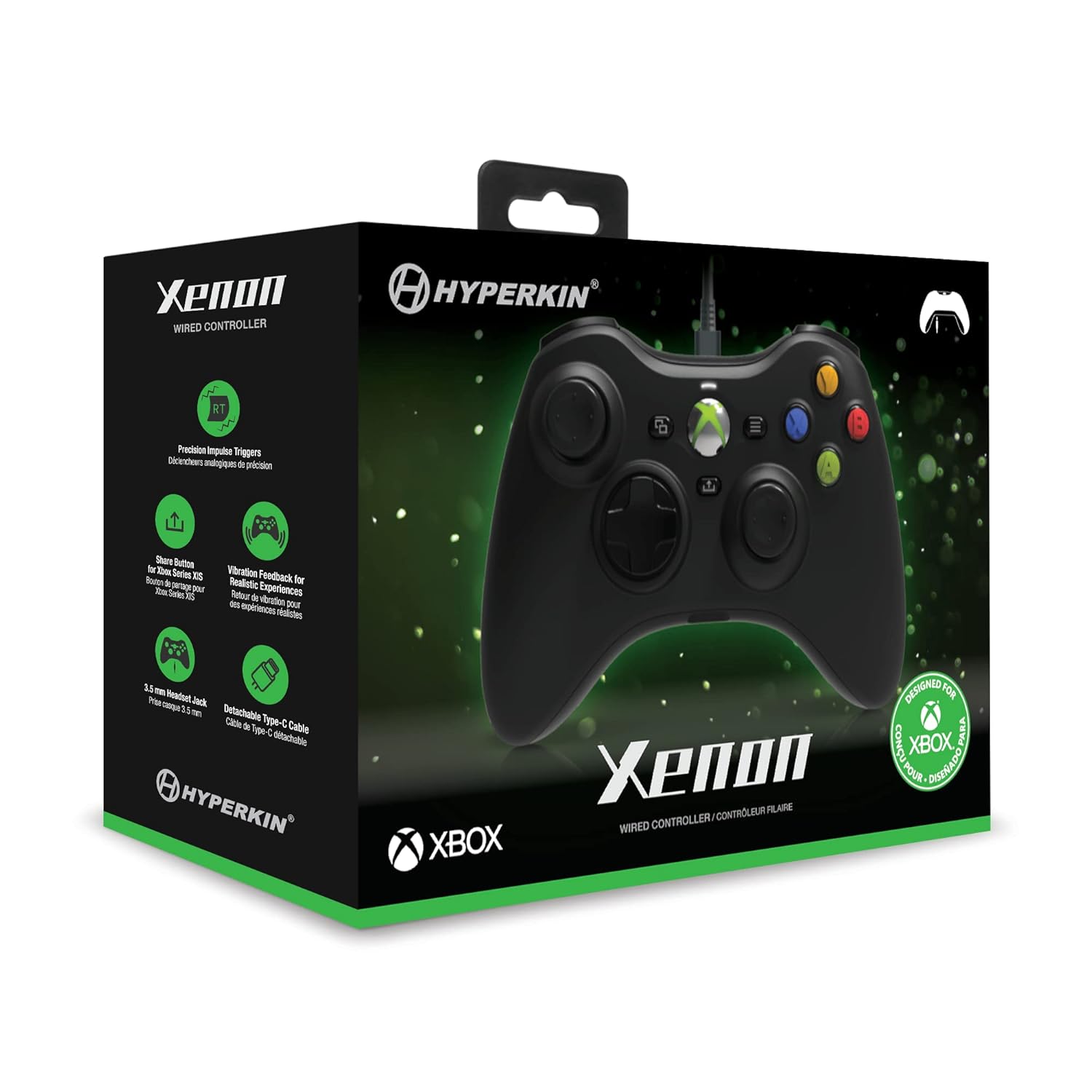 Xenon Wired Controller - Officially Licensed for Xbox Series X|S / Xbox One / PC - Black