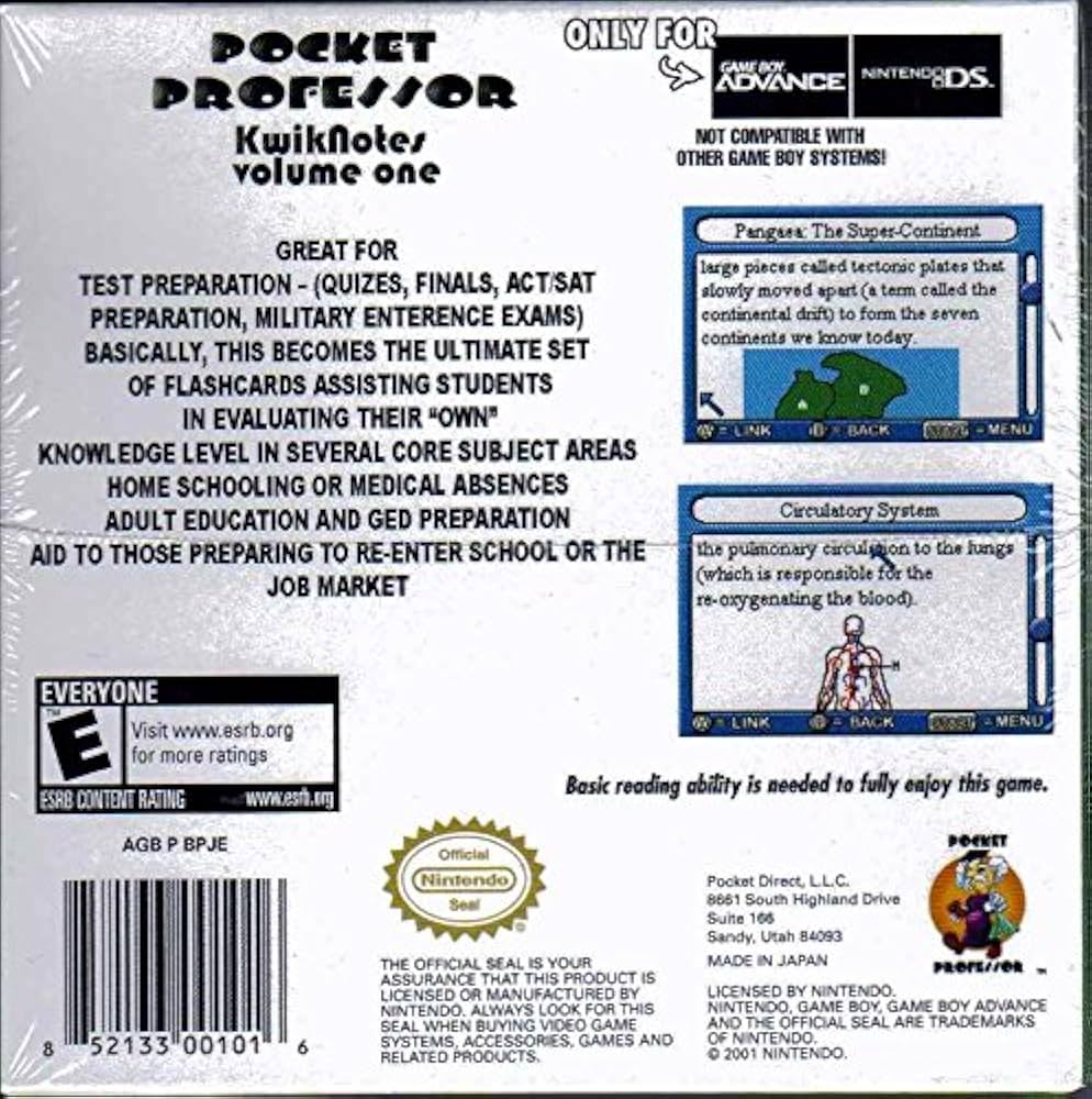 Pocket Professor: KwikNotes Volume One - Game Boy Advance