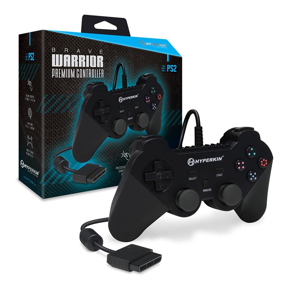 Brave Warrior Premium Wired Controller for PS2 and PS1 - Black