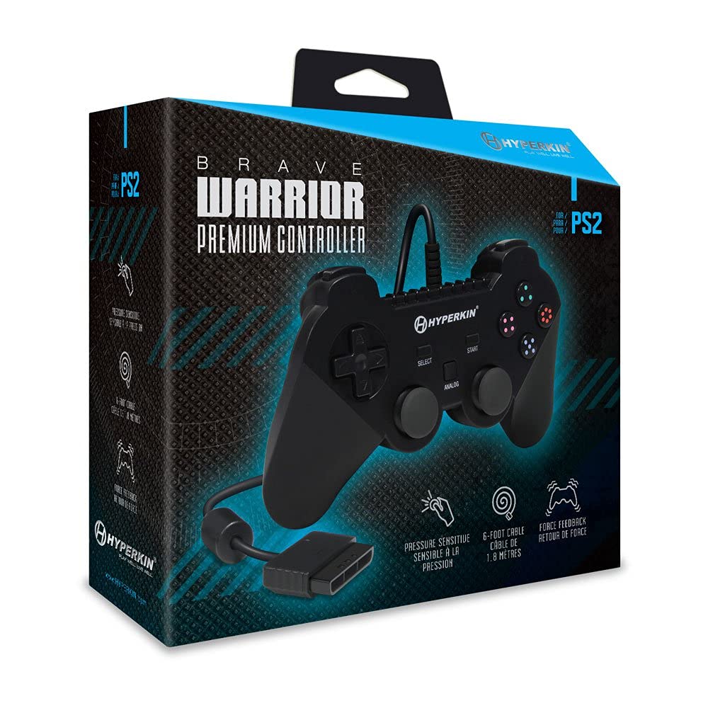 Brave Warrior Premium Wired Controller for PS2 and PS1 - Black