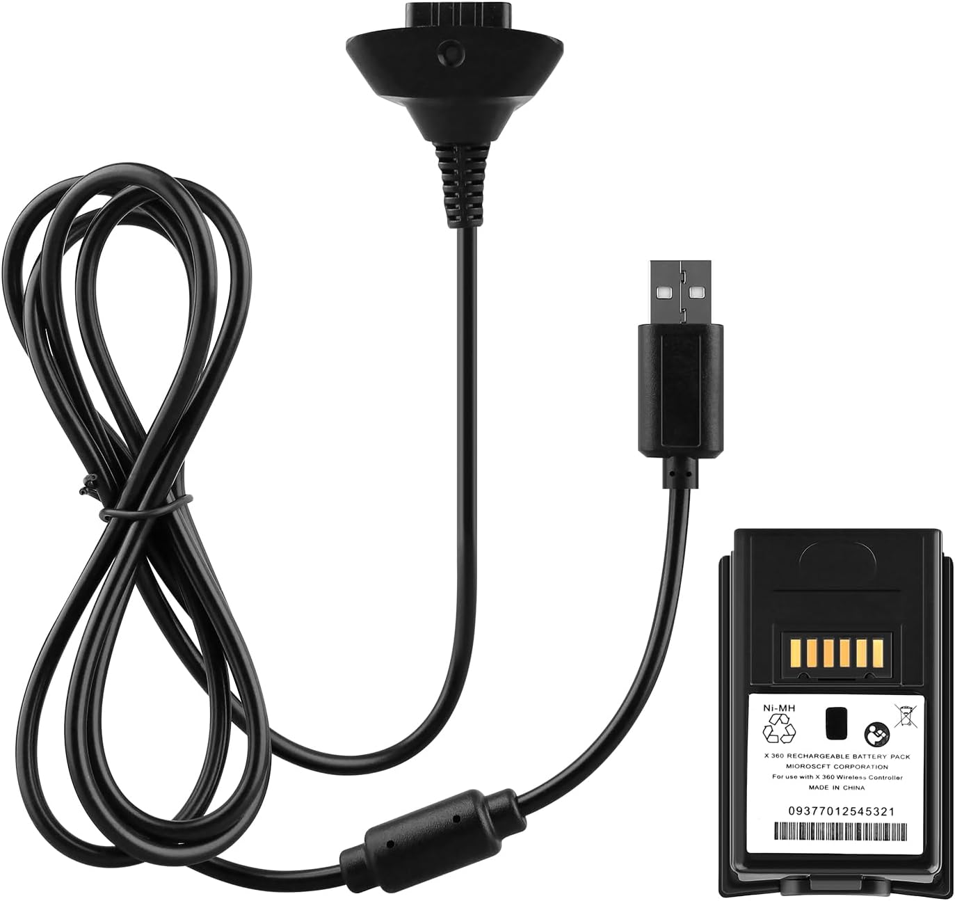 Charge Cable + Rechargeable Battery for Xbox 360 Wireless Controller