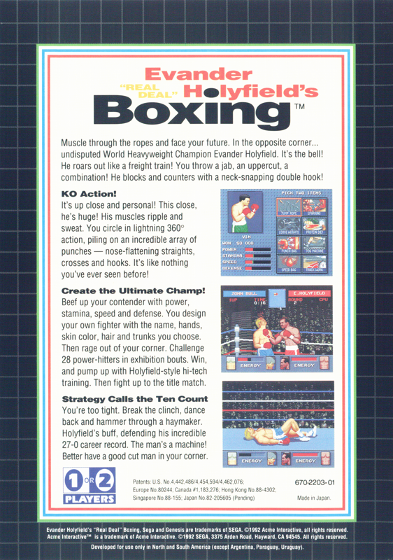 Evander Holyfield's "Real Deal" Boxing - SEGA Genesis