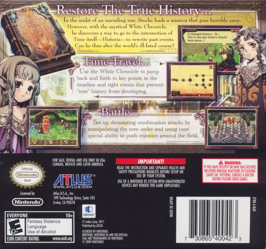 Radiant Historia - Nintendo DS
