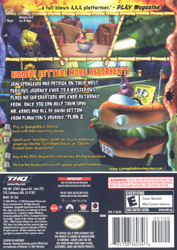 The SpongeBob SquarePants Movie - GameCube
