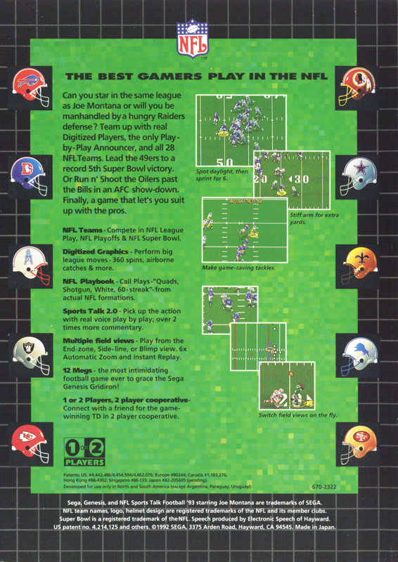 NFL Sports Talk Football '93 Starring Joe Montana - SEGA Genesis