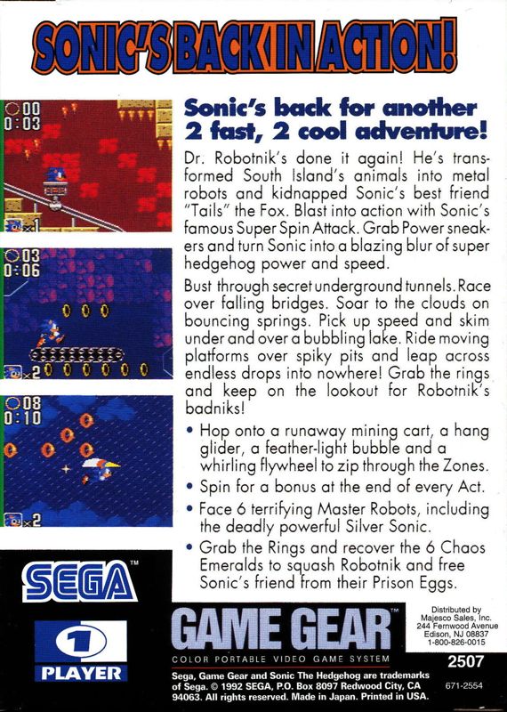 Sonic the Hedgehog 2 - SEGA Game Gear