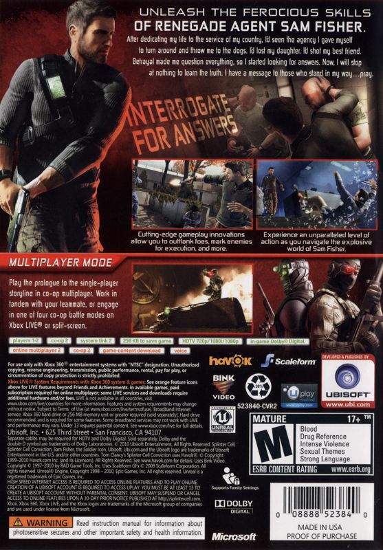 Tom Clancy's Splinter Cell: Conviction - Xbox 360