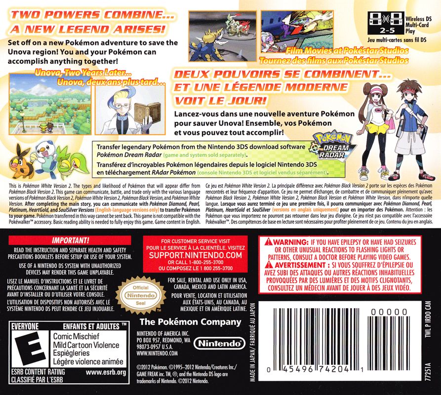 Pokemon White Version 2 - Nintendo DS