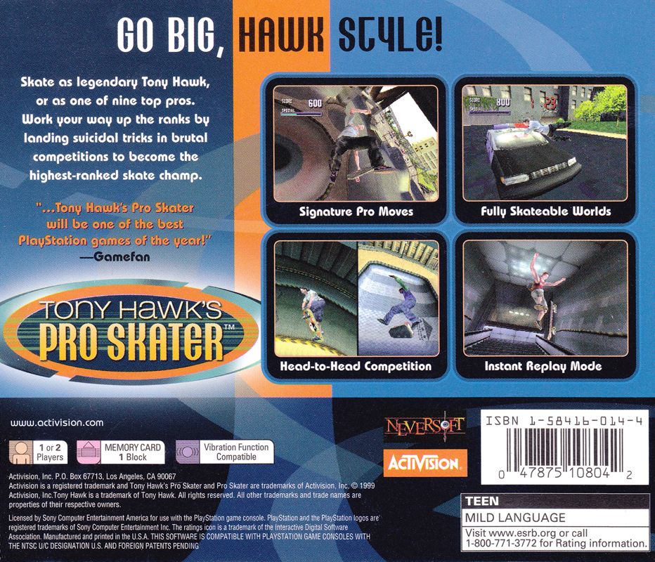 Tony Hawk's Pro Skater - PlayStation