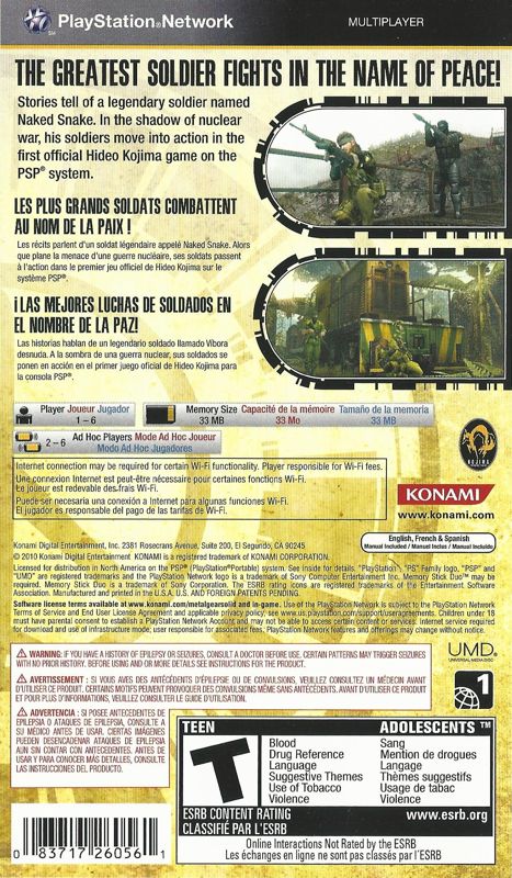 Metal Gear Solid: Peace Walker - PSP