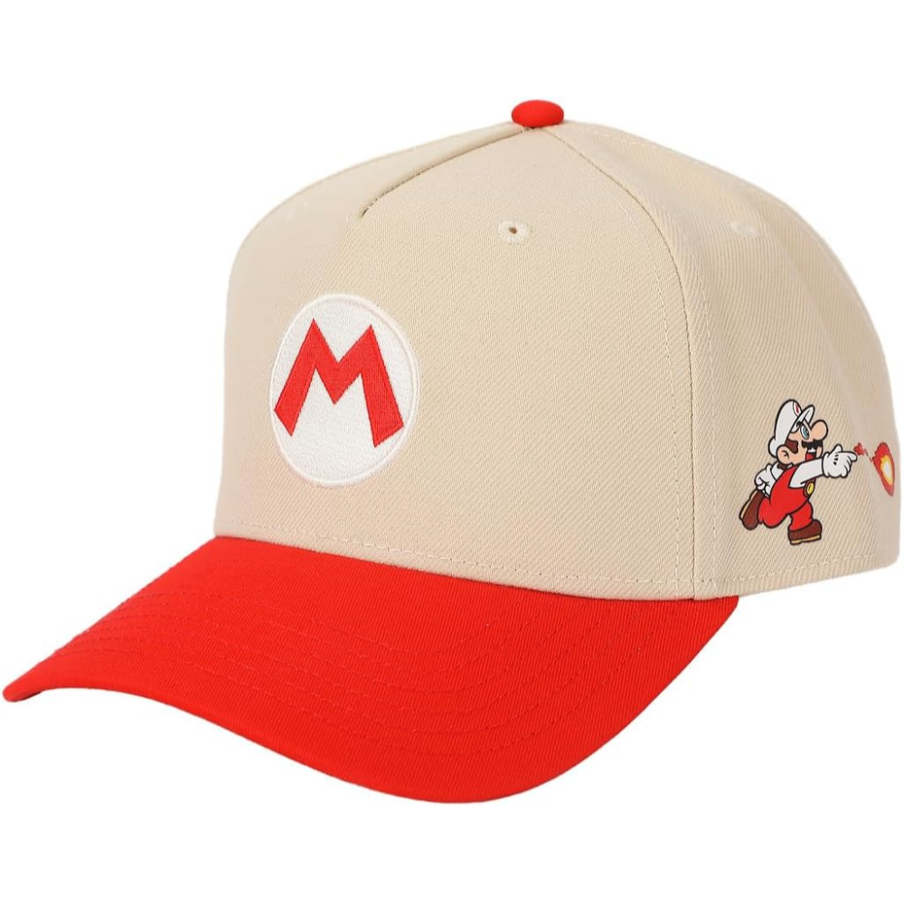 Fire Mario Super Mario Red & White Retro Snapback Hat