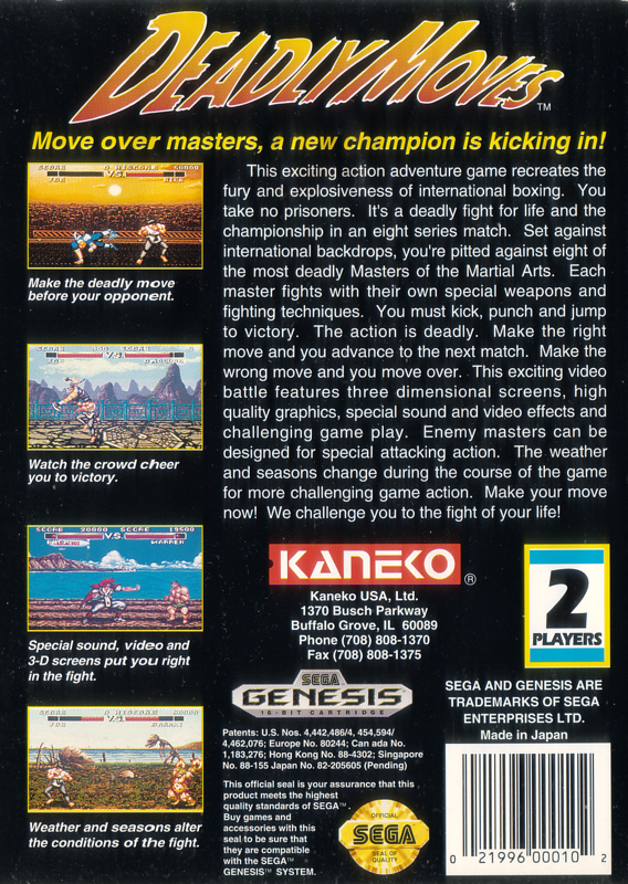 Deadly Moves - SEGA Genesis